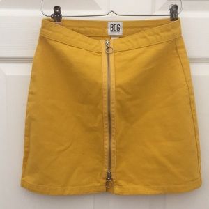 BDG Yellow Mini Skirt with Silver Circle Zippers